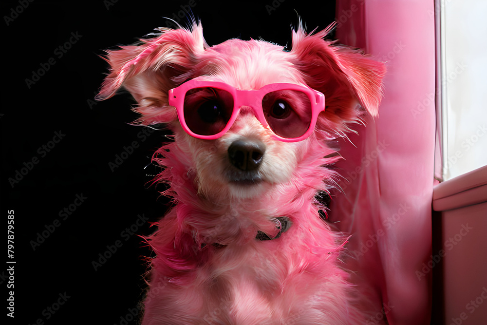 pink dog. Generative AI