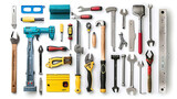 home improvement tools of various sizes and colors, including a yellow tool, a black and yellow too