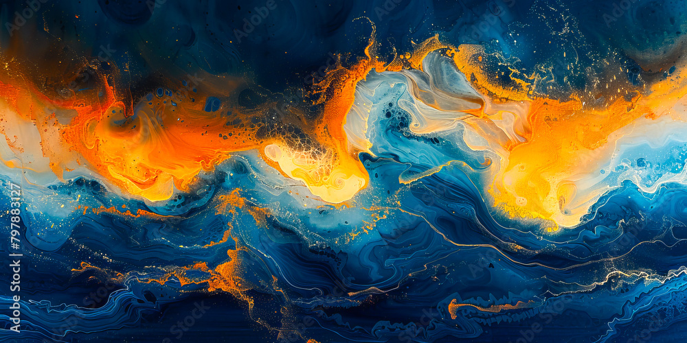 Fiery flow: abstract art with natural elements
