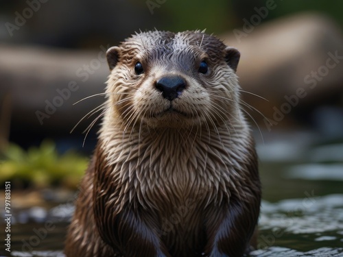 otter on the rock photo