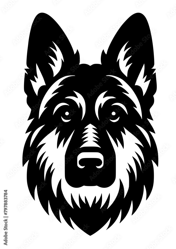 Fototapeta premium German Shepherd SVG, German Shepherd PNG, German Shepherd Silhouette, Dog breed SVG, Dog SVG, German Shepherd Clipart, Animal SVG, German Shepherd Face