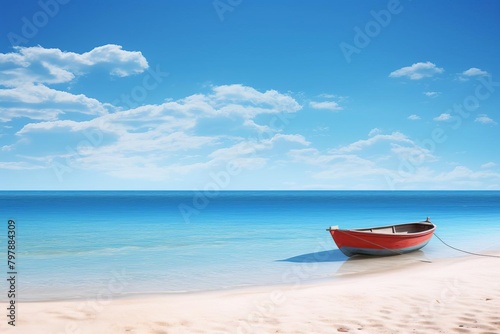 red boat on beach