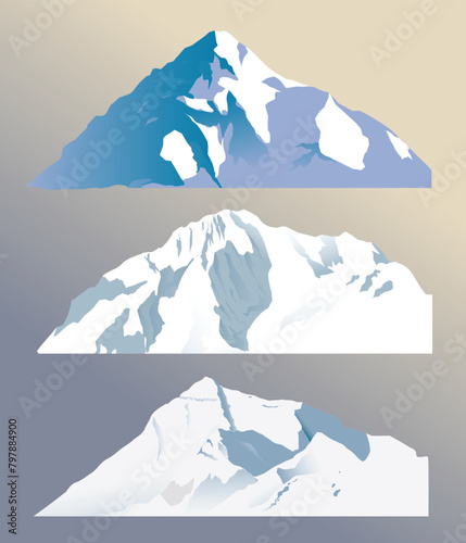 a set of snowy mountains illustration