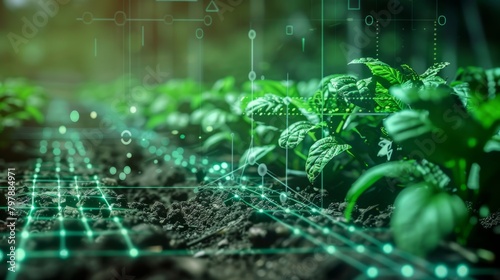 AI data analysis icons enhancing efficiency in futuristic agriculture digitized eco friendly and sustainable harvesting concept hyper realistic 