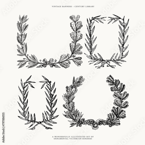 Botanical Laurel Wreath Design Assets