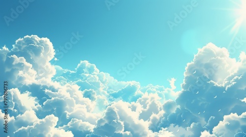 Blue sky with clouds in Anime style. © Syahrul Zidane A