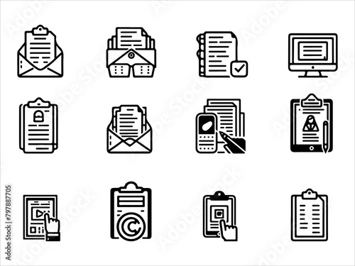  Pdf file set outline vector icons.