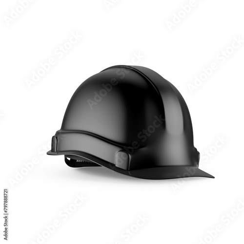 Black Hard Hat Mockup Isolated on White Background 3D Rendering