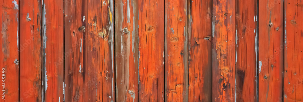 Weathered wooden planks painted red, showing texture and details with flaking paint. Weathered wooden planks painted red, showing texture and details with flaking paint.