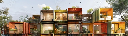 A colorful design competition challenging architects to create multiuse buildings using only sustainable block materials photo