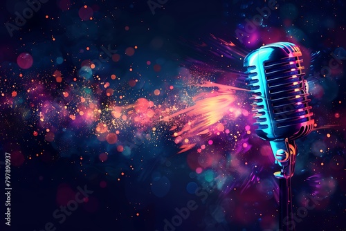 Abstract Background with nice abstract retro microphone .