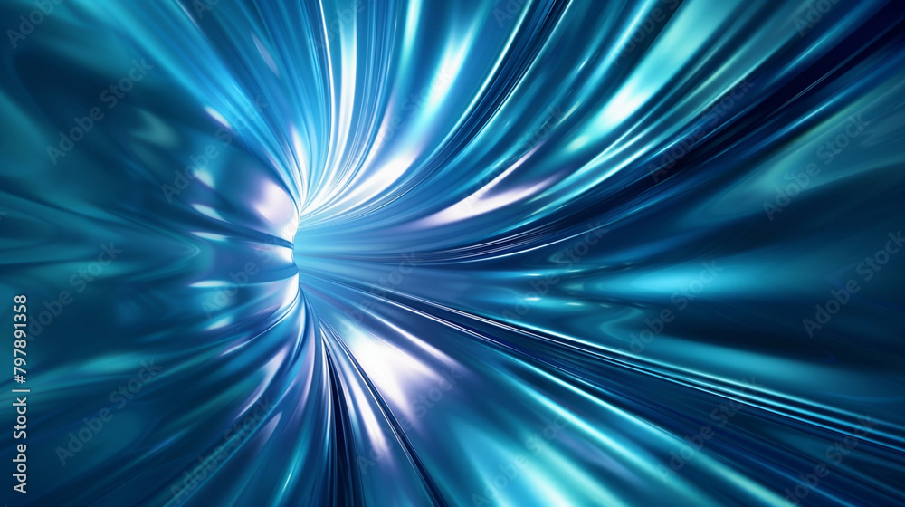 Blue glowing abstract twisting tunnel image