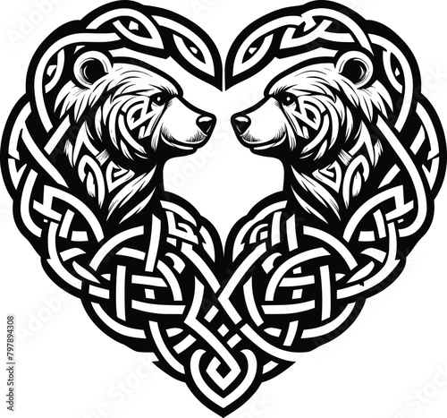 Celtic bear vector illustration, isolated on a white background.