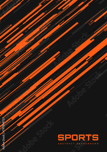 Modern sports vertical banner design with diagonal orange and gray lines. Abstract sports cover design background. Vector illustration