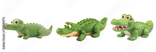 PNG caiman 3d icons and objects collection  in cartoon style minimal on transparent  white background  isolate