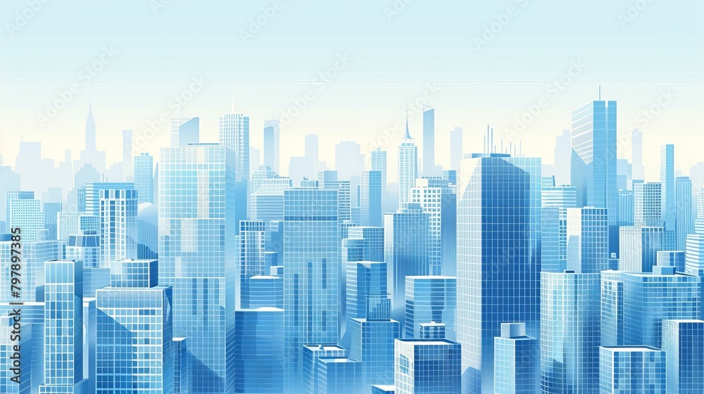 Grid Structure: A vector illustration of a city skyline