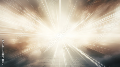 Luminous Corridor with Rays of Light and Dust Particles