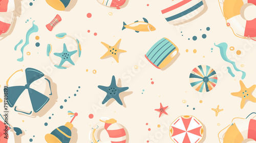 Summer beach pattern with fun elements