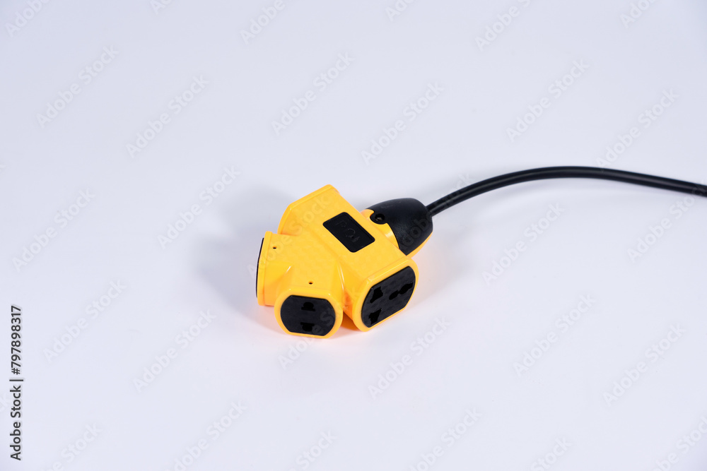 Fototapeta premium power cable with plug yellow