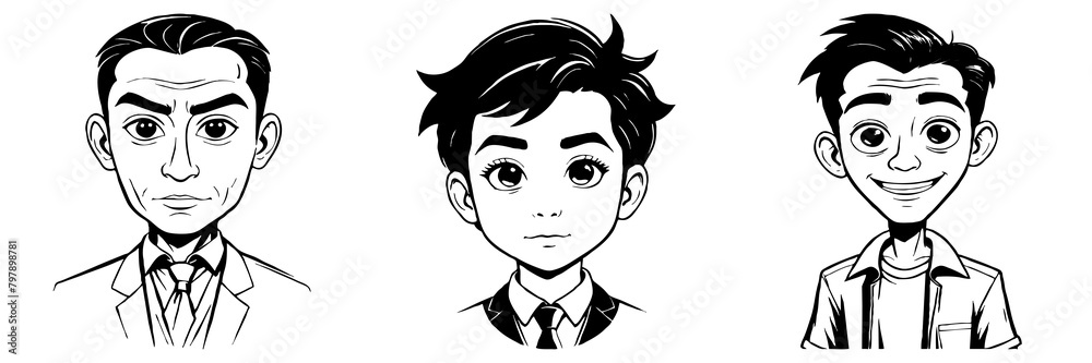Black and white cartoon . Pattern for T-shirt, covers. Generated by Ai Black and white cartoon . Pattern for T-shirt, covers. Generated by Ai