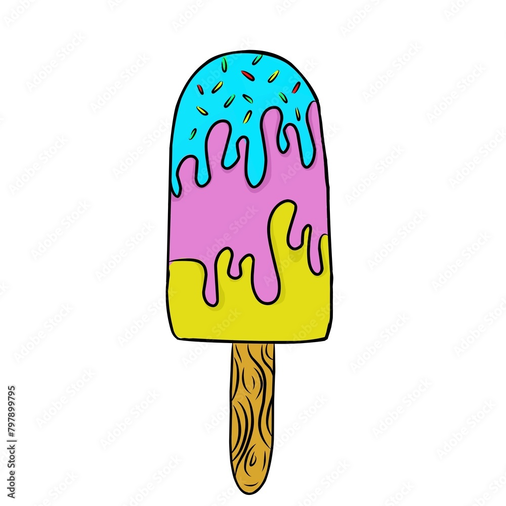 Set of ice cream line art illustration
