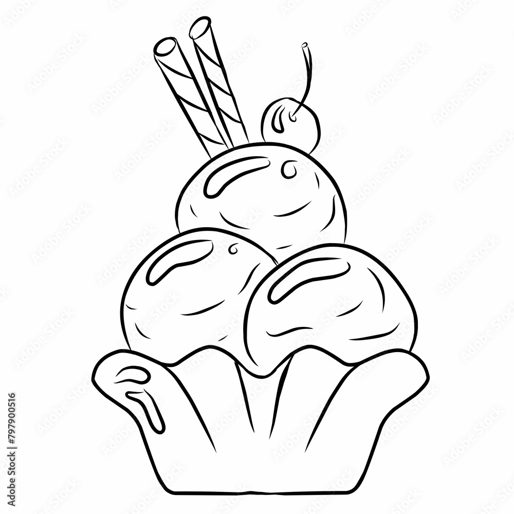 Set of ice cream line art illustration
Set of ice cream line art illustration