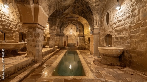 Hammam as-Sarah is an ancient bathhouse that was once part of Qasr Al Hallabat. It has been restored to its former glory and is now open to the public. photo