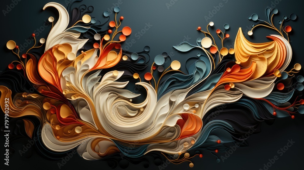 abstract calligraphy, with flowing lines and curves