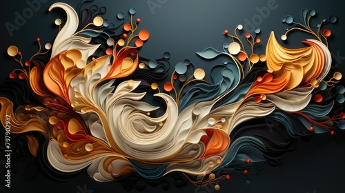 abstract calligraphy, with flowing lines and curves © sndffa14