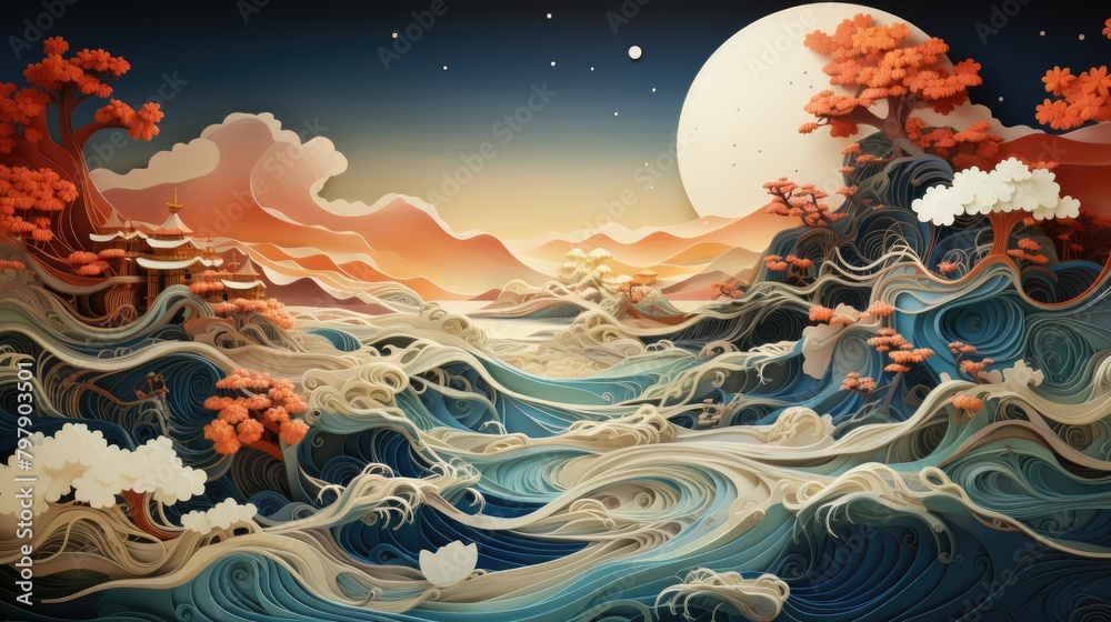 abstract landscapes, with mountains and valleys abstract landscapes, with mountains and valleys