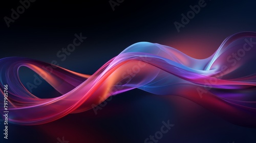 3D rendering of abstract, digital ribbons twisting through space, suggesting dynamic movement,