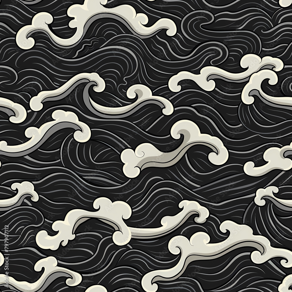 Fabricate a seamless tile with traditional Japanese waves