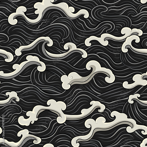 Fabricate a seamless tile with traditional Japanese waves © nateetorn
