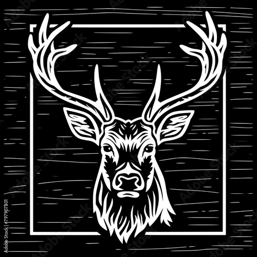head of a deer silhouette on a wood pattern Generative AI