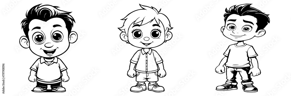 Black and white cartoon . Pattern for T-shirt, covers. Generated by Ai Black and white cartoon . Pattern for T-shirt, covers. Generated by Ai