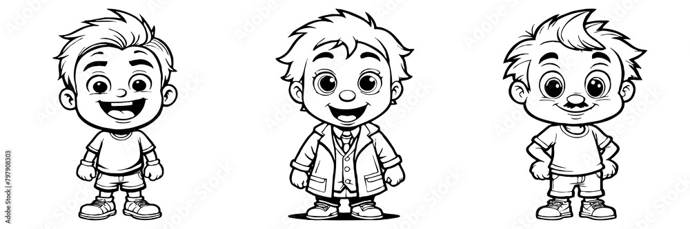 Black and white cartoon . Pattern for  T-shirt, covers. Generated by Ai