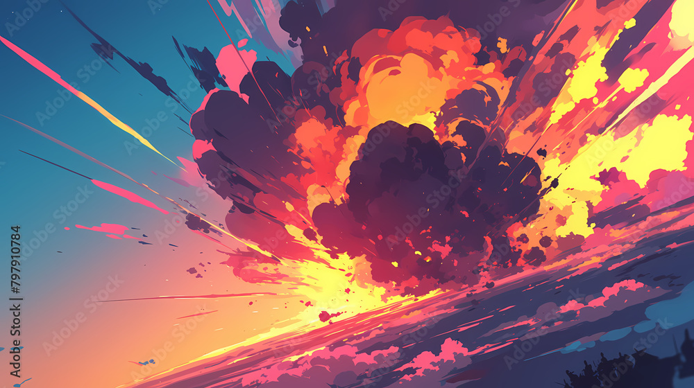 illustration of a colorful bomb explosion	
