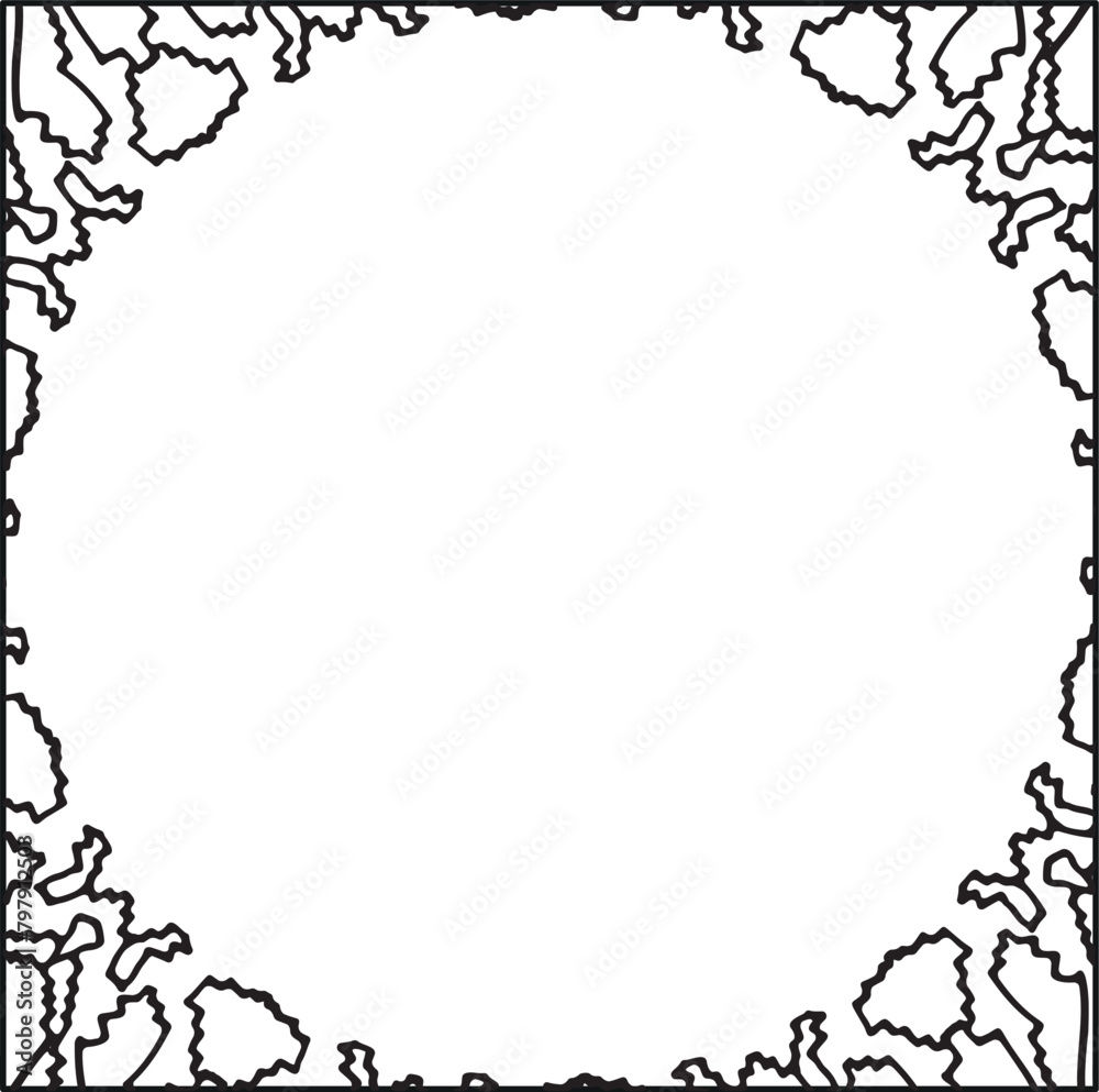 Obraz premium Coloring Book Style Doodle Frame Vector Background