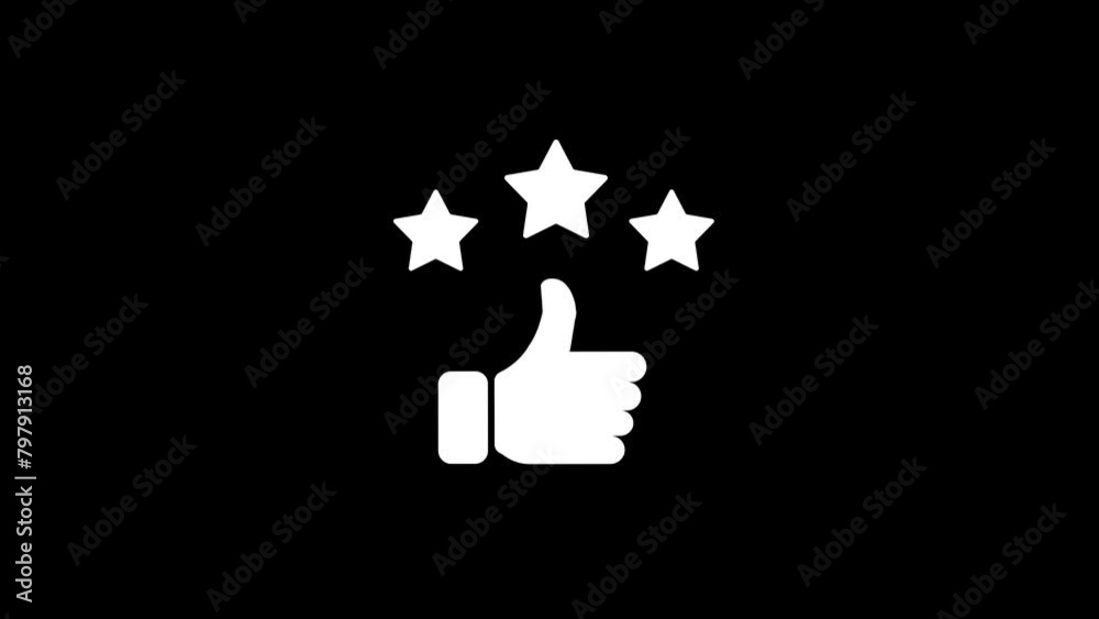 Animated Thumb Up Flat Style With Three Stars Black And White, social media icon, like symbol. Alpha channel, transparent background. 4K resolution
Animated Thumb Up Flat Style With Three Stars Black And White, social media icon, like symbol. Alpha channel, transparent background. 4K resolution
