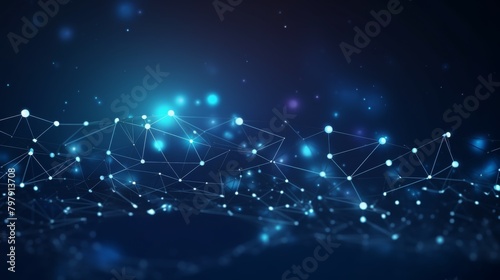 An intricate image showing a web of blue light connections, symbolizing technology and digital world #797913708