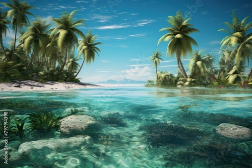 Tropical island ocean tree landscape. © Rawpixel.com