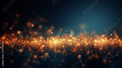 A luxuriously rich image of sparkling golden bokeh particles against a dark backdrop signifying opulence photo
