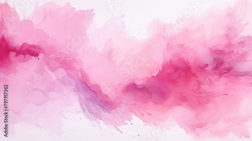 A serene yet dramatic pink watercolor landscape that resembles mountain peaks and valleys photo