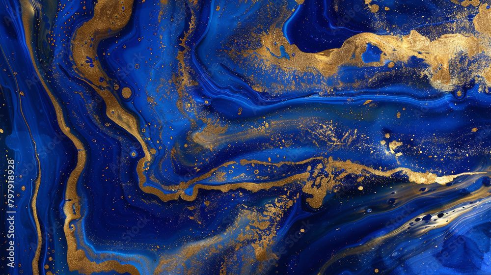 Luxurious abstract in fluid art, with royal blue and gold creating a regal, oceanic depth. Perfect for upscale, sophisticated settings. Luxurious abstract in fluid art, with royal blue and gold creating a regal, oceanic depth. Perfect for upscale, sophisticated settings.