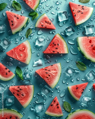 ice cube and watermelon background