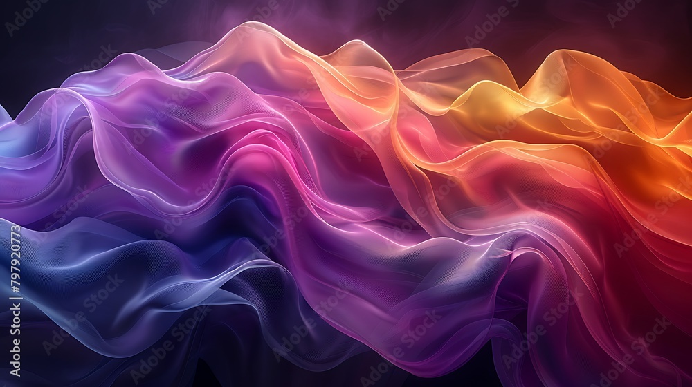 Obraz premium A vibrant and fluid abstract design inspired by the aurora borealis, combining silk textures with luminescent colors for a luxurious visual experience.