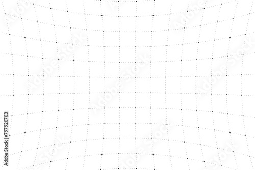 VR HUD futuristic interface voluminous square grid. Line and dot head up display pattern. Digital UI screen convex mesh. GUI digital hi tech visor backdrop. FUI Sci Fi cockpit dashboard display. Eps photo