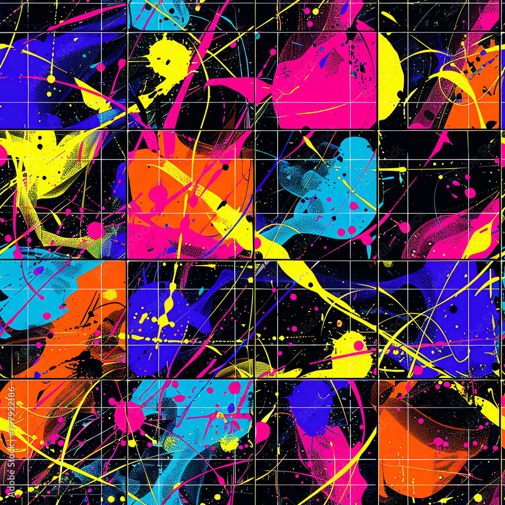 Obraz premium Fabricate a tile with neon abstract graffiti