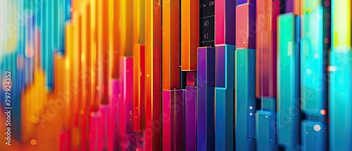 A 3D rendering of a colorful bar graph with a glowing effect on the edges of the bars.