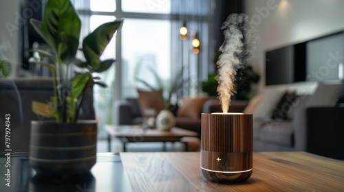 Aroma lamp on a table in a modern living room